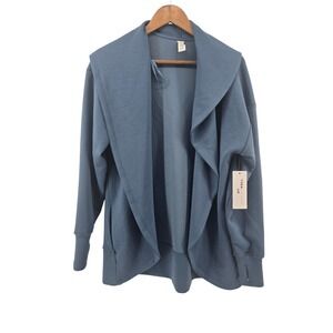 Yogalicious LUX Blue Horizon Drape Front Cardigan S Buttery Soft Scuba
